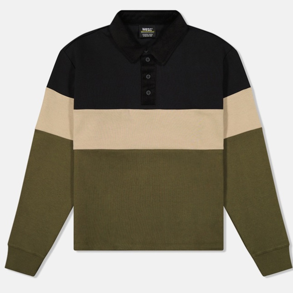 🆕 WeSC Cropped Rugby Polo Shirt LS Color block - Picture 2 of 9